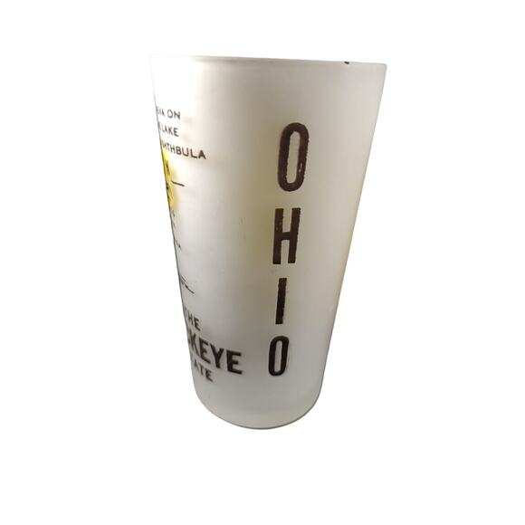 Vintage State Of Ohio Buckeye State Frosted Souvenir Hazel Atlas 1950 - Picture 5 of 10